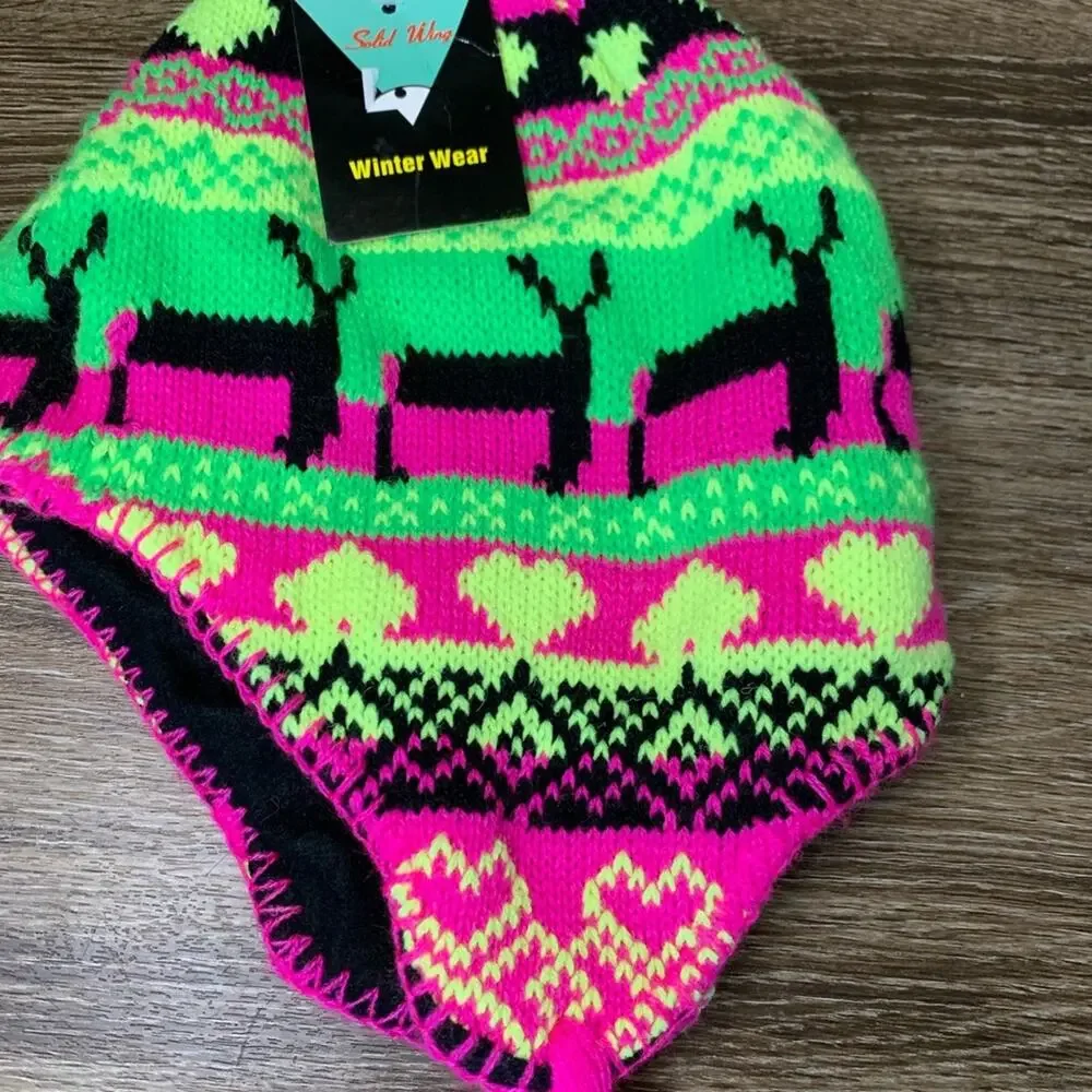 Girls Neon Winter Beanies